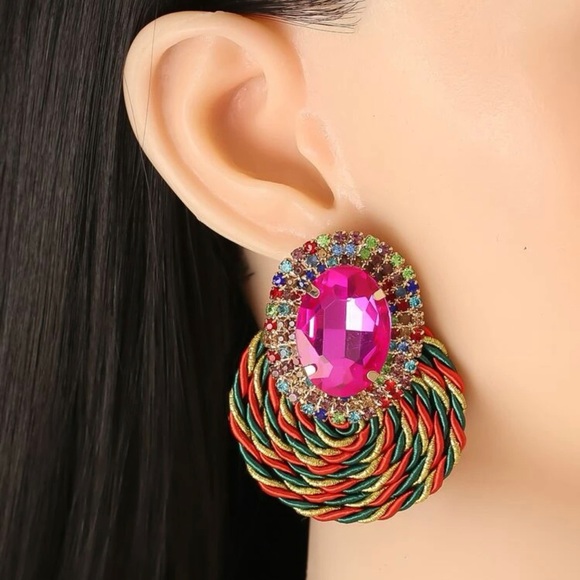 Earrings With Rhinestones - Picture 2 of 3